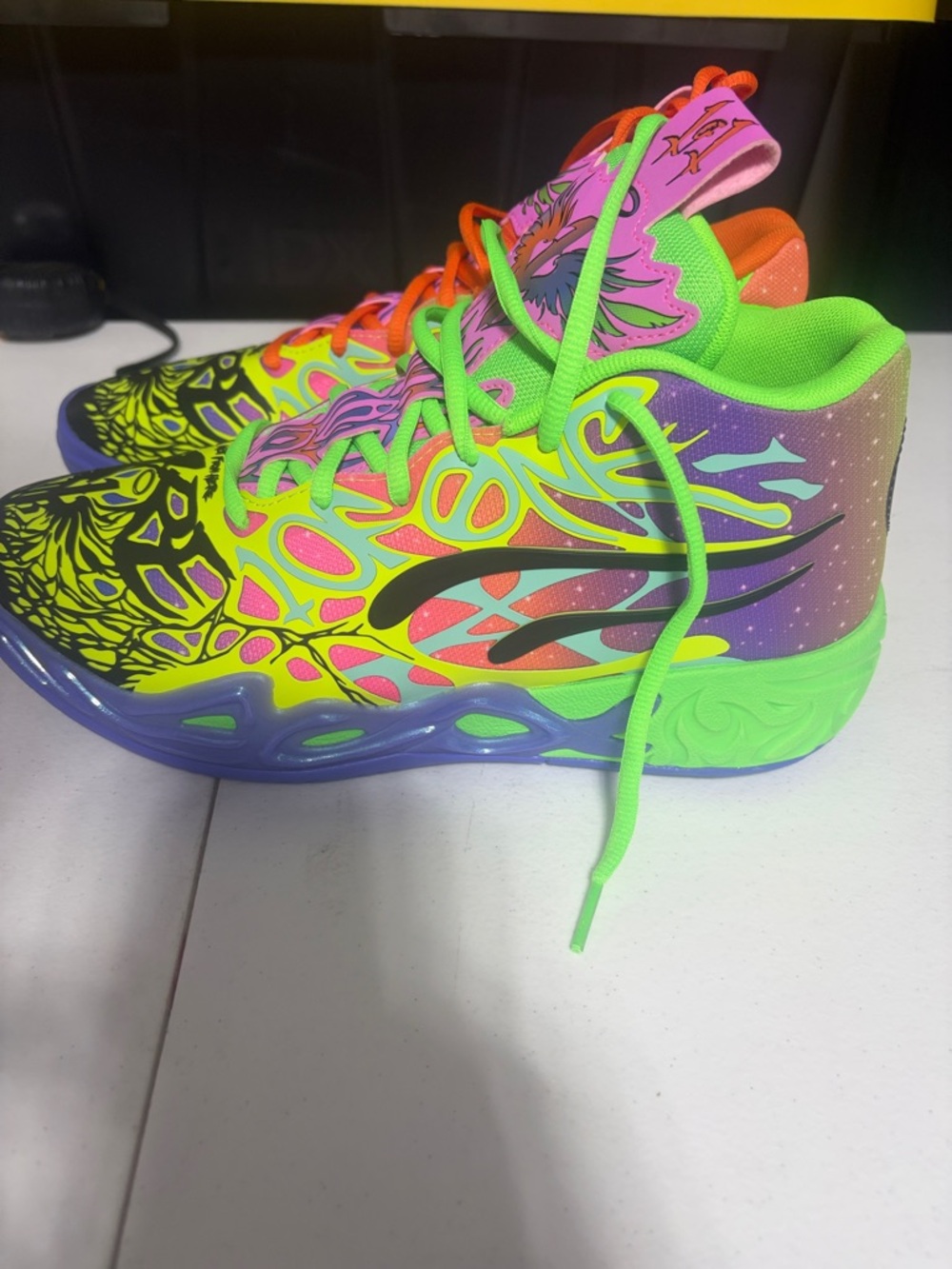 Kids Neon Multicolor Athletic Sneakers - Vibrant Pink/Green